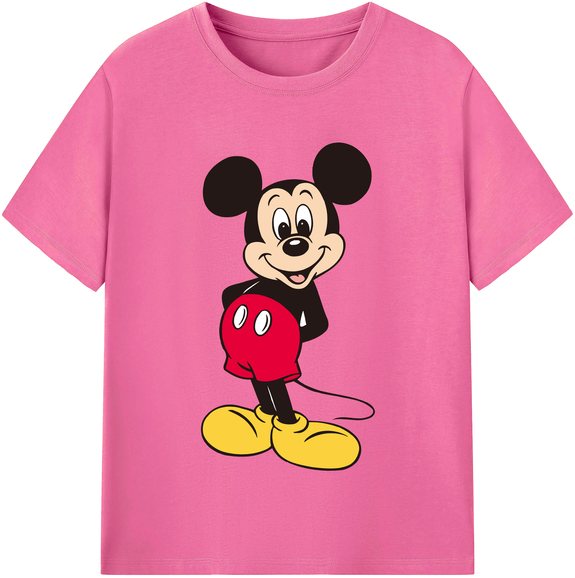 （画像用） ミッキーマウス Mickey Mouse レディースカジュアルプリントTシャツ（綿100％）